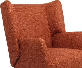 Πολυθρόνα Mareta pakoworld terracotta ύφασμα με πόδι σε μαύρη απόχρωση 83x80x99εκ