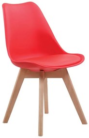 ΕΜ136,34 MARTIN Καρέκλα Ξύλο, PP Κόκκινο Μονταρισμένη Ταπετσαρία Φυσικό/Κόκκινο,  Ξύλο/PP - PC - ABS, , 4 Τεμάχια