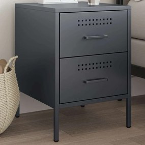 vidaXL Κομοδίνο Ανθρακί 36x39x50,5 εκ. από Χάλυβα