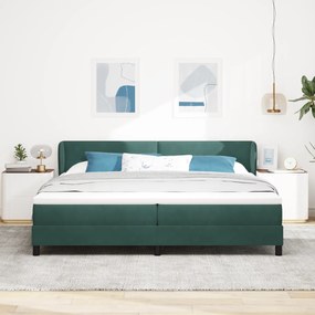 vidaXL Κρεβάτι με Στρώμα Dark Green 200x200 cm Βελούδο