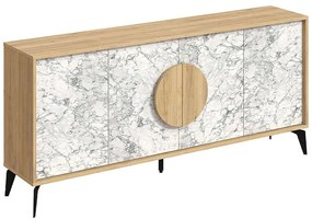 Μπουφές Gora 0214154 180x35,6x82cm Marble Effect White-Natural Μελαμίνη,Μέταλλο