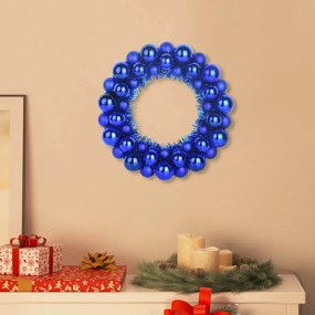 vidaXL Χριστουγεννιάτικα Στεφάνια Μπάλλας 2 pcs Μπλε 33 x 33 x 7 εκ.