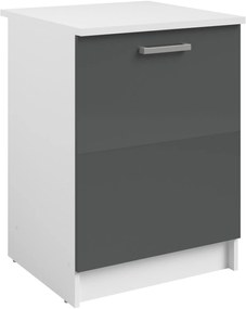 Επιδαπέδιο ντουλάπι Jeden 60 1D-Γκρι Γυαλιστερό - Λευκό