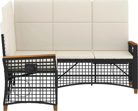 vidaXL Σετ Κήπου με Ανακλινόμενο Σαλονιού Μαύρο και Κρεμ Λευκό