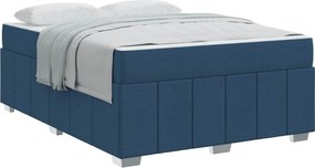 vidaXL Σκελετός Κρεβατιού με στρώμα Μπλε 160 x 200 cm ύφασμα
