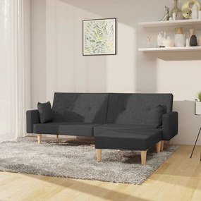 vidaXL Καναπές Κρεβάτι Διθέσιος με Υποπόδιο Σκούρο Γκρι Υφασμάτινος