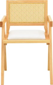 Πολυθρόνα Winslow pakoworld rubberwood σε φυσική απόχρωση-ύφασμα λευκό 51x54x80εκ