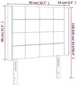 vidaXL Κεφαλάρι Κρεβατιού LED Ανοιχτό Γκρι 83x16x118/128εκ. Βελούδινο