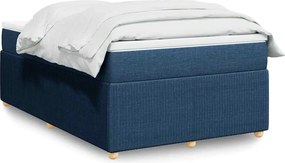 vidaXL Κρεβάτι Boxspring με Στρώμα Μπλε 120x200 εκ. Υφασμάτινο