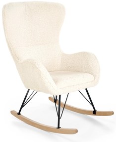 Κουνιστή καρέκλα Houston 1590, Ανοιχτό καφέ, Κρεμ, Μαύρο, 106x72x100cm, 13 kg, Ταπισερί, Ξύλινα, Ξύλο, Πλαστικοποιημένη μοριοσανίδα | Epipla1.gr