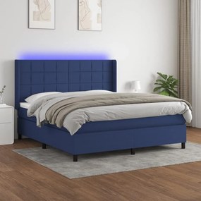 ΚΡΕΒΑΤΙ BOXSPRING ΜΕ ΣΤΡΩΜΑ &amp; LED ΜΠΛΕ 180X200 ΕΚ. ΥΦΑΣΜΑΤΙΝΟ 3138339