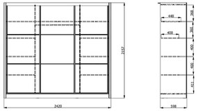 Ντουλάπα Navara με Καθρέφτη 245 OG Artisan Oak 242x60x215,5 εκ. 242x60x215.5 εκ.