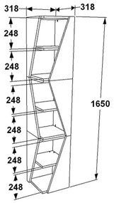 Βιβλιοθήκη στήλη Klaro σε λευκή απόχρωση 32x32x165εκ 32x32x165 εκ.