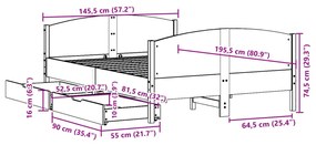 Σκελετός Κρεβ. Χωρίς Στρώμα Λευκό 140x190 εκ Μασίφ Πεύκο - Λευκό