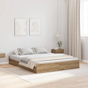 vidaXL Κρεβάτι με αποθηκευτικό χώρο artisan δρυς 140 x 200 cm Μελαμίνη