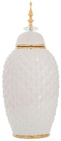 Βάζο Με Καπάκι 88125 20x15,5x47,5cm Gold-White Κεραμικό