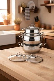 Stewehome Σετ 8 τεμαχίων μισοσφαιρικών κατσαρολών από ανοξείδωτο χάλυβα