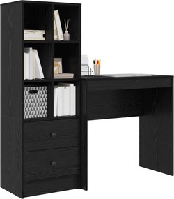 vidaXL Γραφείο με συρτάρι με ράφι με αποθήκευση 2 pcs Μαύρη Οξυά