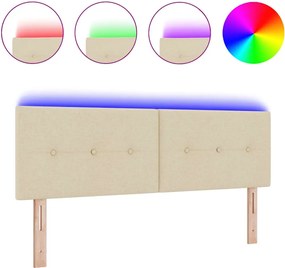 vidaXL LED κεφαλάρι με φώτα λωρίδας LED Κρεμ 144 cm Πολυεστέρας