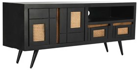 Τηλεόραση DKD Home Decor Μαύρο ρατάν Ξύλο από Μάνγκο (145,5 x 40,5 x 60 cm)