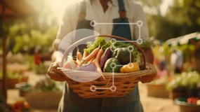 Intra Συλλεκτικό Ξύλινο Παζλ Plywood 4mm - Άτομο που κρατά ένα καλάθι με λαχανικά σε έναν κήπο Σε Ξύλινο Κουτί - Διαστάσεις: 10x10 cm – 25 κομμάτια