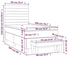 Κρεβάτι Boxspring με Στρώμα Taupe 90x200 εκ. Υφασμάτινο - Μπεζ-Γκρι