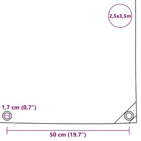 vidaXL Μουσαμάς Γκρι 2,5 x 3,5 μ. 650 γρ./μ.²