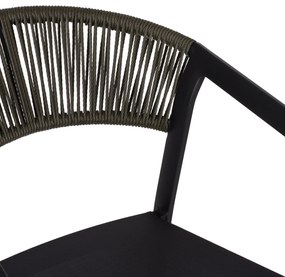 Σκαμπό Αλουμινίου Ανθρακί με Μπράτσα-Rattan Χακί Textline 56x58x105 Υ Εκ.