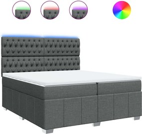 vidaXL Κρεβάτι Boxspring με Στρώμα Σκούρο Γκρι 200x200 εκ. Υφασμάτινο