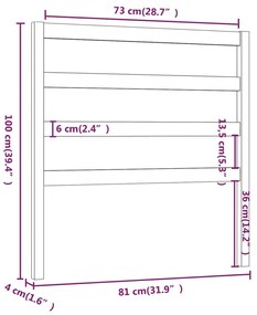 vidaXL Κεφαλάρι Kρεβατιού Γκρι 81 x 4 x 100 εκ. από Μασίφ Ξύλο Πεύκου