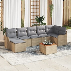 vidaXL Σετ Καναπέ Κήπου 8 pcs Beige, ανοιχτό γκρι Μεγάλο Ρατάν