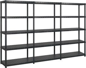 vidaXL Ραφιέρα Αποθήκευσης 5 Επιπέδων Μαύρη 274,5x45,7x185 εκ Πλαστική
