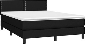 vidaXL Κρεβάτι Boxspring με Στρώμα Μαύρο 140x200 εκ. Υφασμάτινο