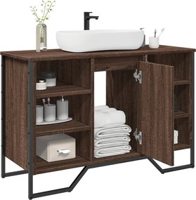 vidaXL Ντουλάπι Νιπτήρα Μπάνιου Καφέ Δρυς 91x35x60 εκ. Επεξ. Ξύλο