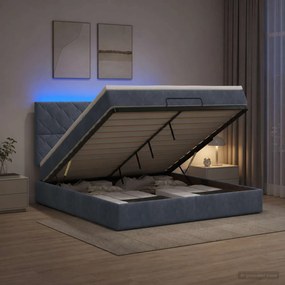 vidaXL Κρεβάτι Ottoman με Στρώμα και LED Σκούρο Γκρι 180 x 200 cm