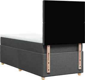 vidaXL Κρεβάτι Boxspring με Στρώμα Σκούρο Γκρι 90x200 εκ. Υφασμάτινο