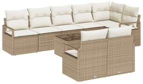 vidaXL Σετ Καναπέ Κήπου 9 pcs Μπεζ Πολυ ράταν
