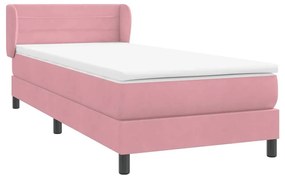 Box Spring κρεβάτι με στρώμα ροζ 100x220 cm Βελούδινο - Ροζ