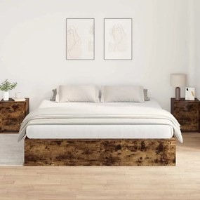 vidaXL Σκελετός Κρεβατιού Καπνιστή δρυς 200 x 200 x 31.5 εκ.