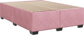 vidaXL Κρεβάτι Boxspring με Στρώμα Ροζ 140x200 εκ. Βελούδινο