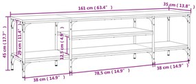 Έπιπλο Τηλεόρασης Sonoma Γκρι 161x35x45 εκ. Επεξ. Ξύλο/Σίδερο - Γκρι