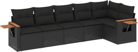 vidaXL Patio Sofa Set 6-θέσια Black