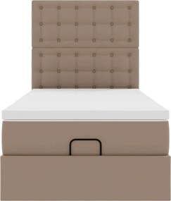 VidaXL Οθωμανικό κρεβάτι με στρώμα & LEDs Cappucino Faux Leather