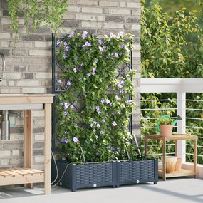 vidaXL Γλάστρες Κήπου 1 τεμ Καφασωτό Γκρι 80 x 40 x 126 cm Πλαστικό