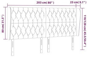 Κεφαλάρι με Πτερύγια Μαύρο 203x23x118/128 εκ. Βελούδινο - Μαύρο