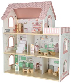 Ξύλινο Κουκλόσπιτο Ροζ KX3053 IKONKA
