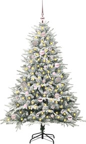 vidaXL Artificial Christmas Tree with Flocked Snow 150 LED Θερμό λευκό