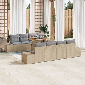 vidaXL Σετ Σαλονιού Κήπου 7 τεμαχίων με Μαξιλάρια Μπεζ Πολυεστέρας Ρατάν