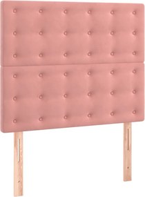 vidaXL Κρεβάτι Boxspring με Στρώμα Ροζ 100x200 εκ. Βελούδινο