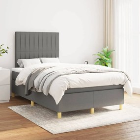 Κρεβάτι Boxspring με Στρώμα Σκούρο Γκρι 120x200 εκ. Υφασμάτινο